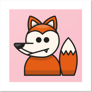 Fox Head Cartoon Illustration Posters and Art